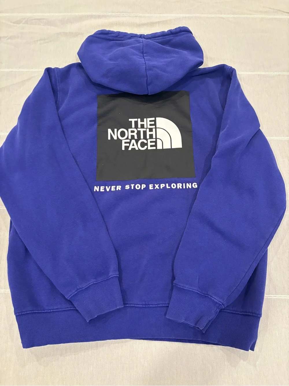 The North Face Purple Pullover Hoodie Men’s Large Box Logo Never Stop Exploring